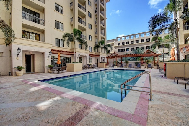 view of pool featuring a patio area