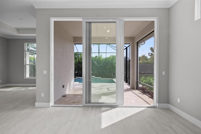 doorway to outside with light hardwood / wood-style flooring