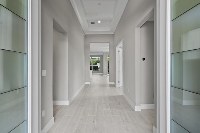 hall featuring light hardwood / wood-style flooring