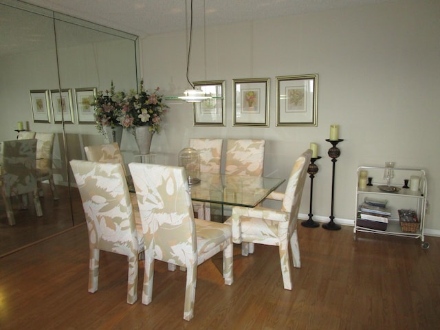 dining space featuring dark wood-type flooring