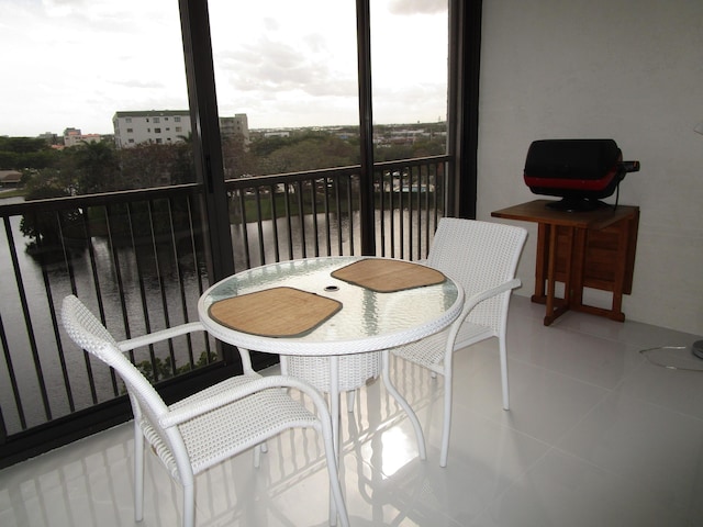 balcony with a water view