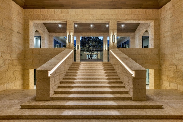 1160 S Ocean Blvd, Manalapan, FL 33462 - stairway with wooden ceiling