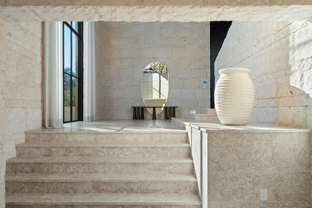 stairway with a wealth of natural light