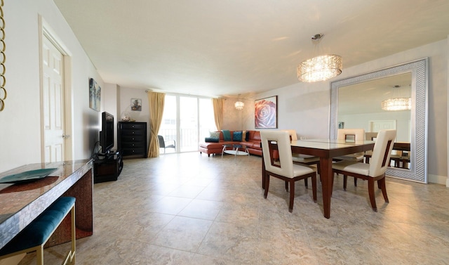 dining area with a wall of windows