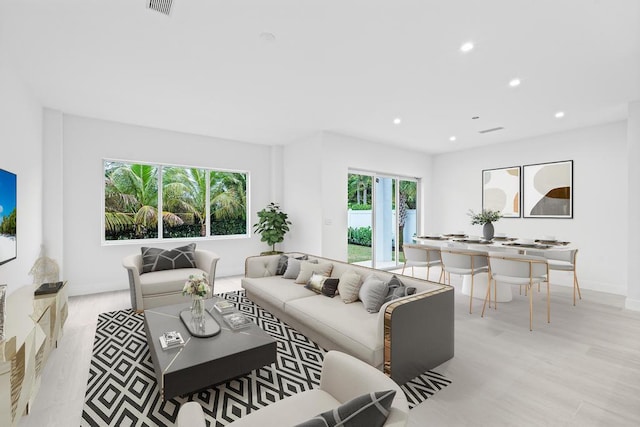 living room featuring light hardwood / wood-style flooring