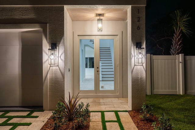 doorway to property with french doors