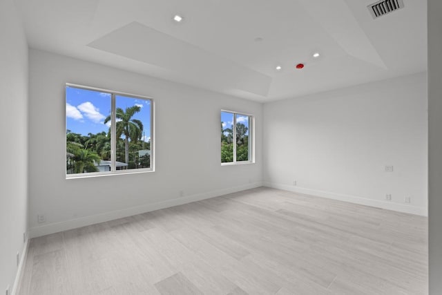 empty room featuring a tray ceiling