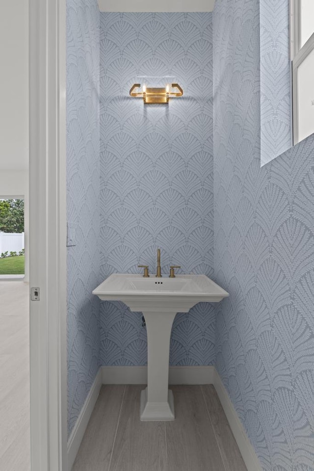 bathroom featuring hardwood / wood-style flooring