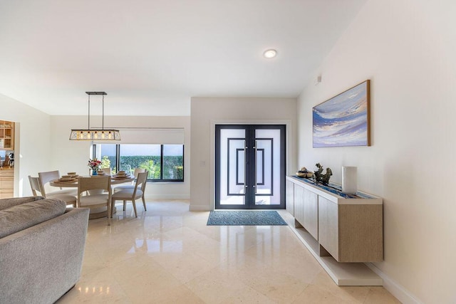 foyer featuring french doors