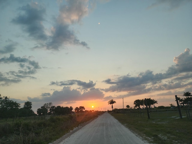 view of road with a rural view