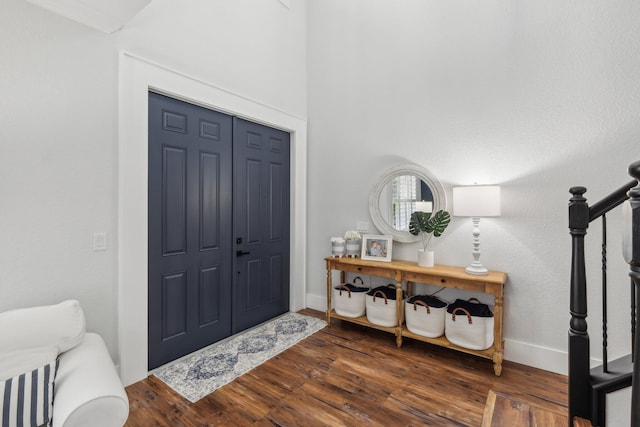 foyer entrance featuring dark hardwood / wood-style flooring