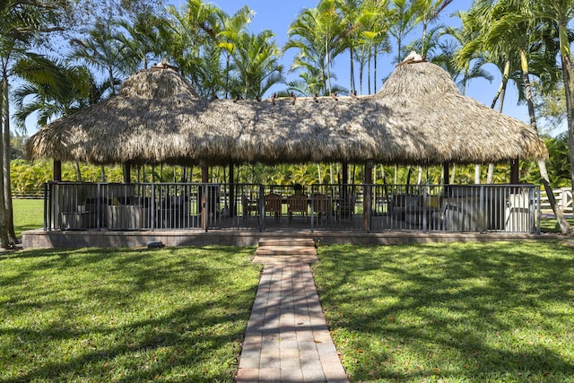 view of home's community featuring a gazebo and a yard