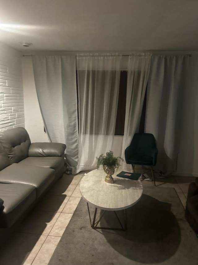 living room with light tile patterned floors