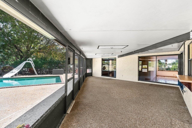 view of unfurnished sunroom