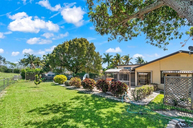 view of yard with a patio area and a fenced backyard