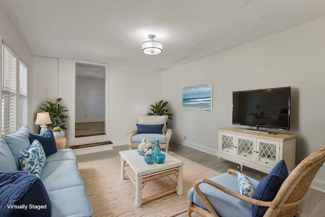 living room with light wood-type flooring