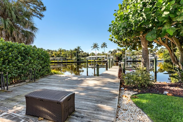 dock area featuring a water view