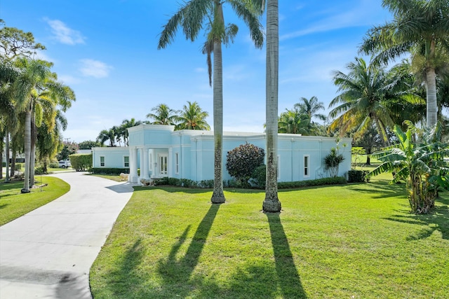 view of front of home with a front yard