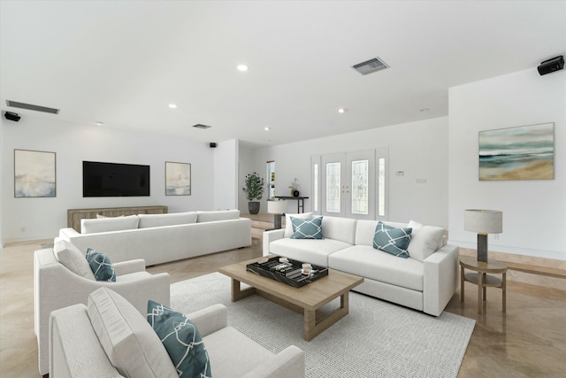 living room featuring french doors