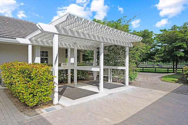 view of patio / terrace featuring a pergola