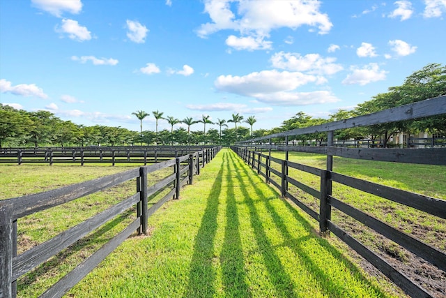 view of yard with a rural view