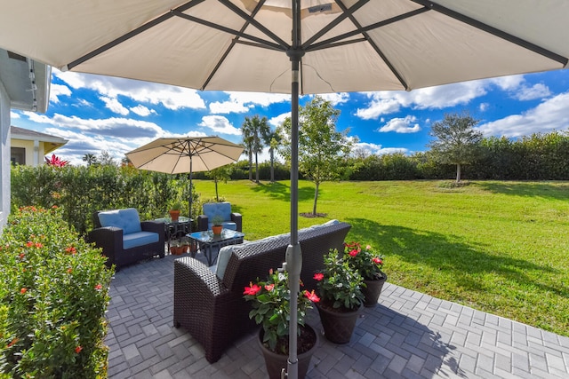 view of patio / terrace with an outdoor living space