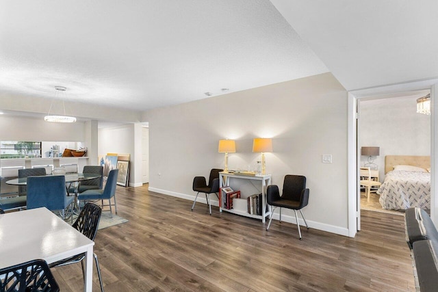 office space featuring dark wood-type flooring