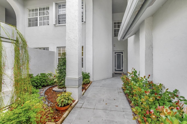 entrance to property with a patio area