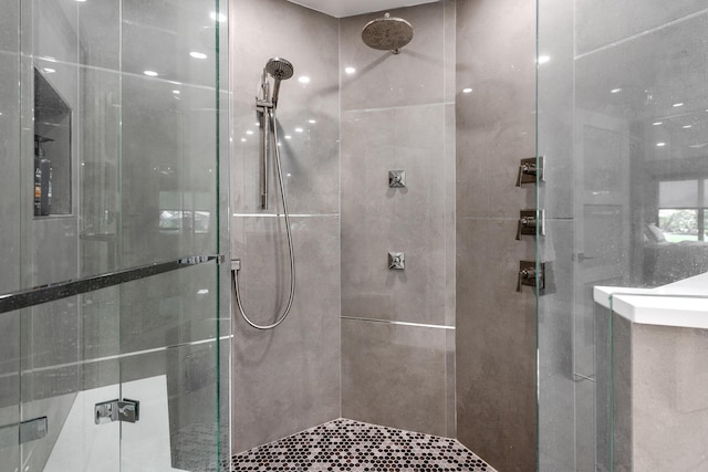 bathroom featuring walk in shower