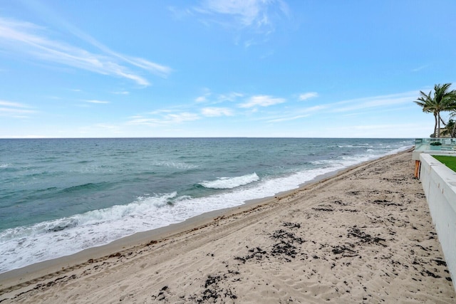 property view of water featuring a beach view