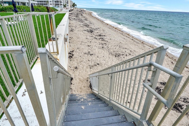 property view of water featuring a view of the beach