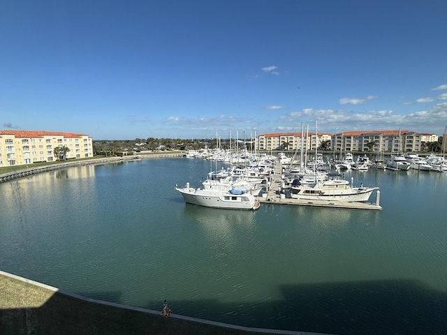 property view of water featuring a dock