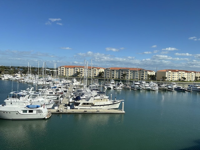 property view of water featuring a dock