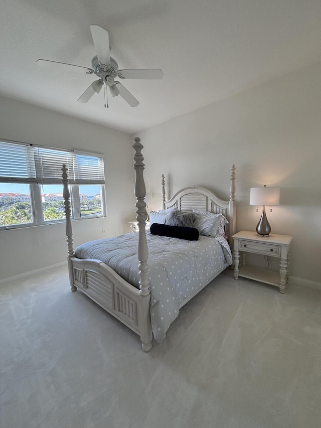 bedroom with carpet flooring and ceiling fan