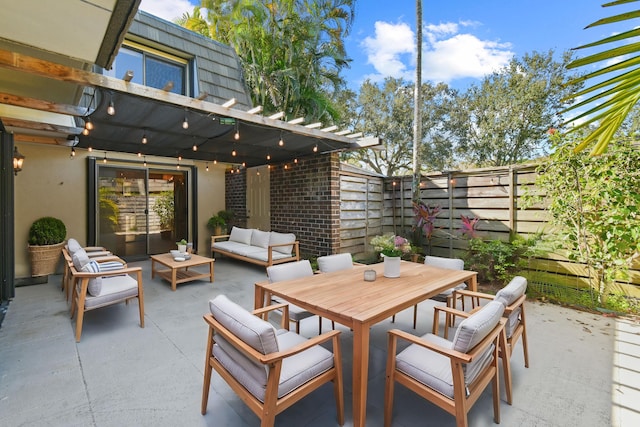 view of patio / terrace featuring an outdoor living space