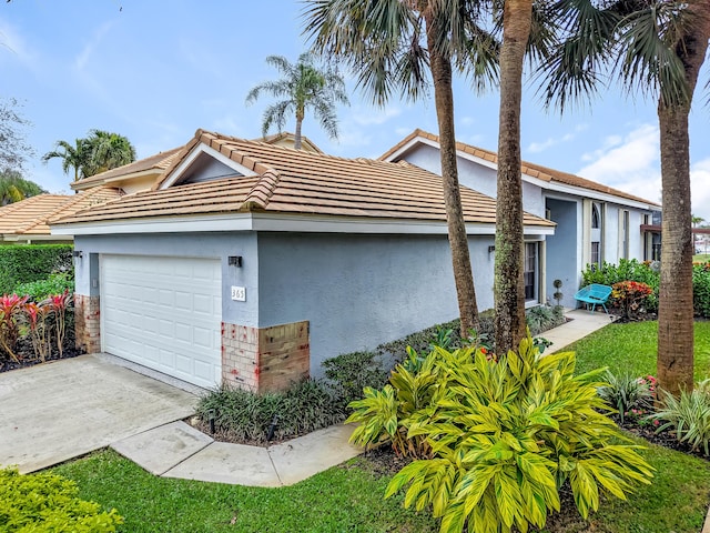 exterior space with a garage