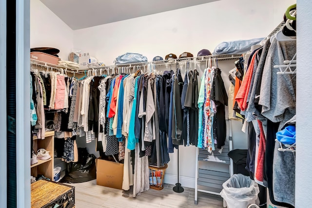 walk in closet featuring hardwood / wood-style flooring