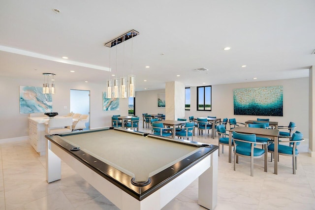 playroom featuring billiards