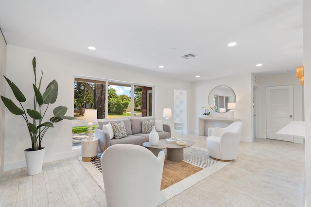 living room featuring light hardwood / wood-style flooring