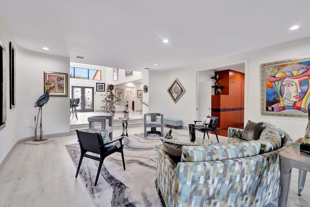 living room featuring light hardwood / wood-style floors