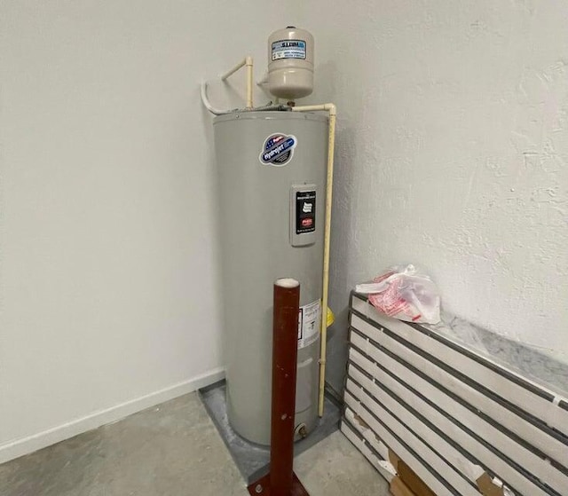 utility room with electric water heater