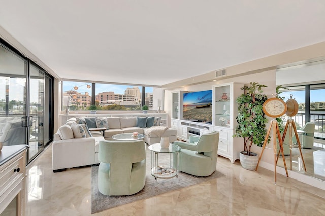 400 N Flagler Dr Unit 506, West Palm Beach, FL 33401 - living area featuring light marble finish floors