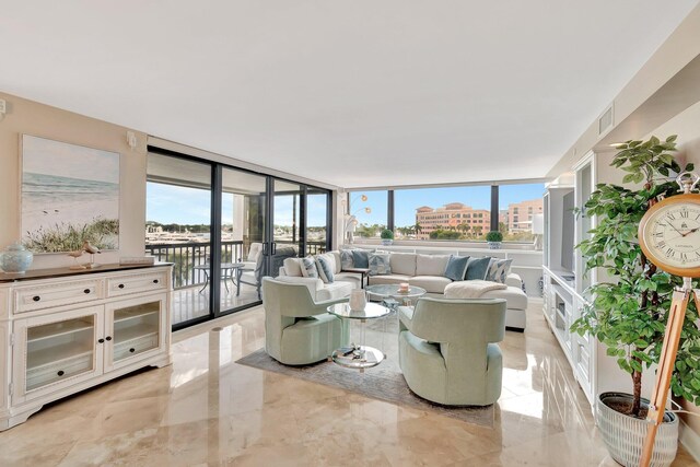 living room featuring expansive windows and a wealth of natural light