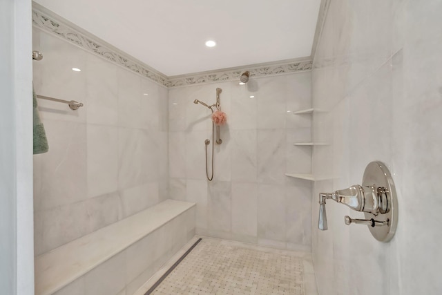 400 N Flagler Dr Unit 506, West Palm Beach, FL 33401 - bathroom featuring a tile shower and recessed lighting