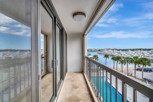 balcony with a water view