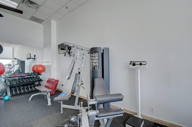 400 N Flagler Dr Unit 506, West Palm Beach, FL 33401 - exercise room with a towering ceiling and a drop ceiling