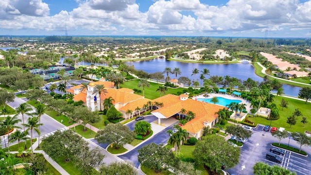 bird's eye view featuring a water view