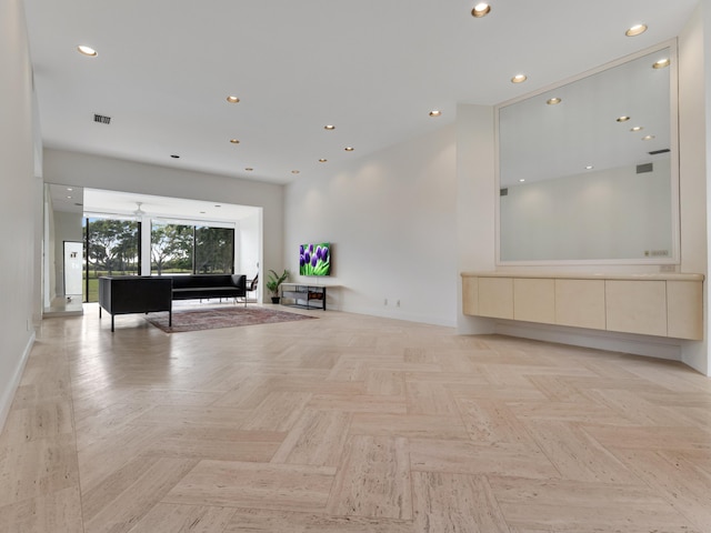 interior space featuring light parquet flooring