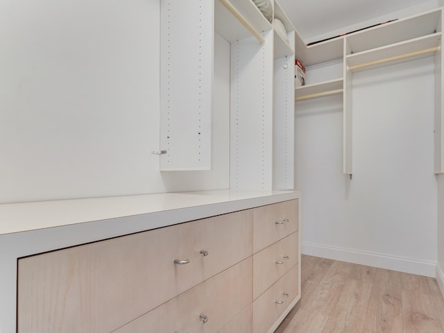 walk in closet featuring light wood-type flooring