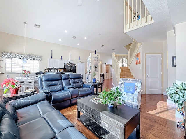 living room with wood-type flooring